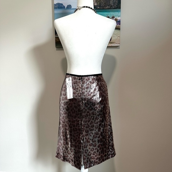 𝅺NANETTE Lepore Bronze Brown Sequin Cheetah Leopard Skirt 🇺🇸 NWT Gorgeous - Picture 7 of 16